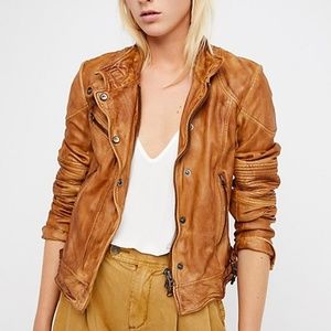 NEW Free People Fitted and Rugged Leather Jacket